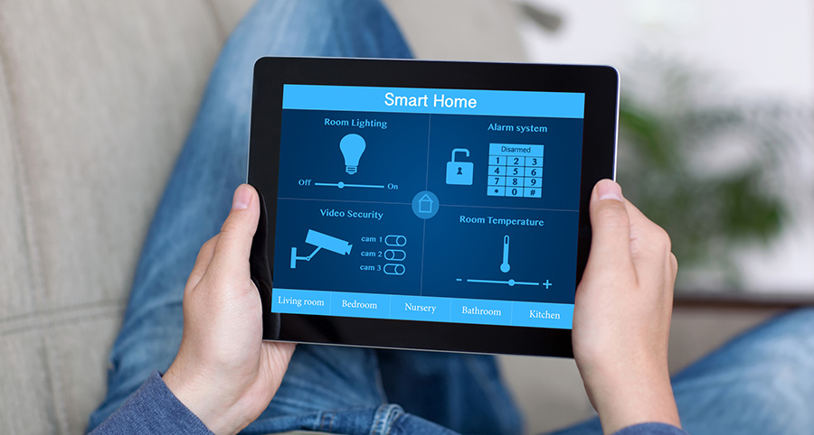 The ability to access and control security components from a mobile device is one of the top smart home trends in Little Rock. Close-up of smart home security app.